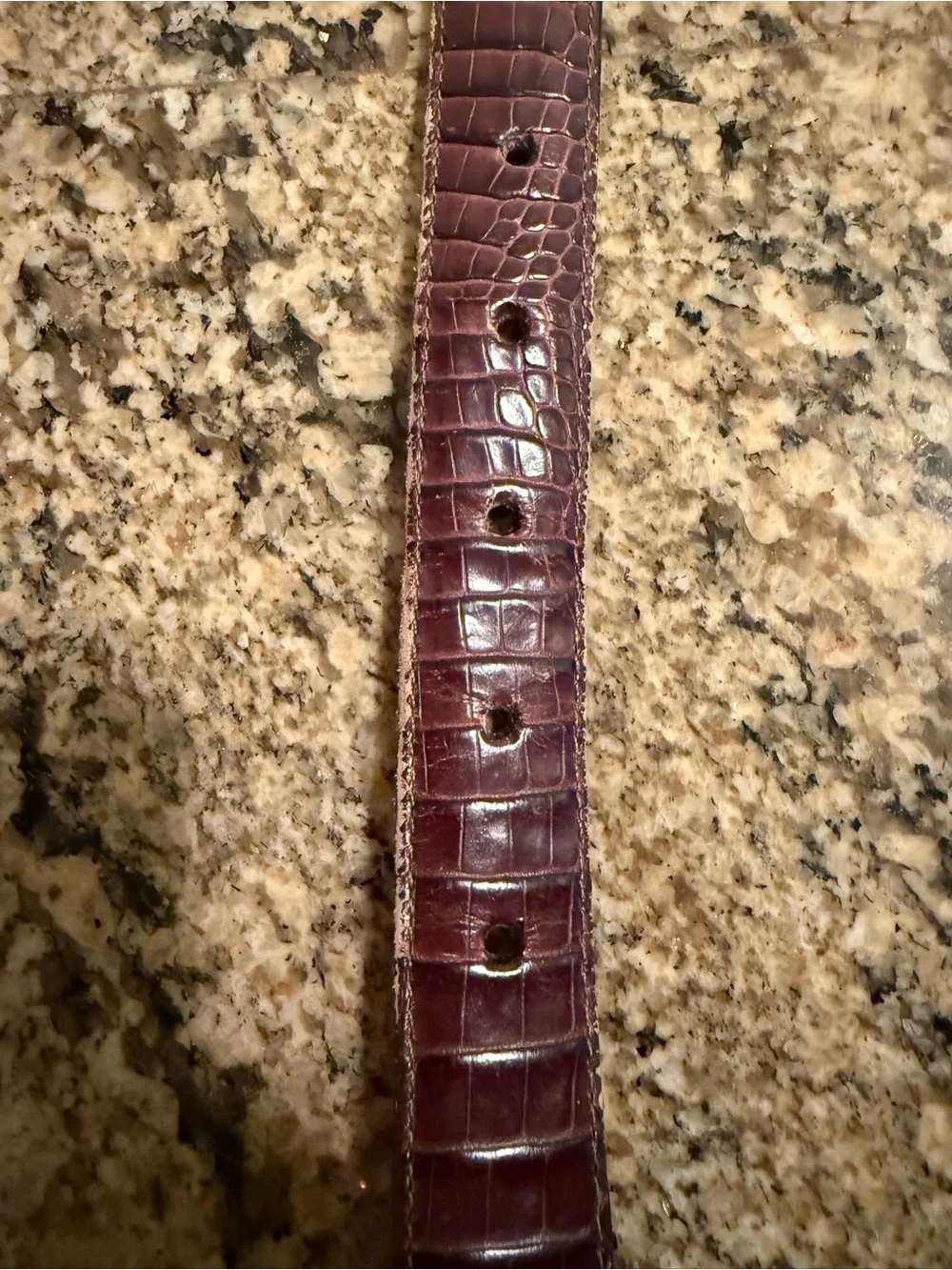 Brighton Croc-Embossed Leather Belt in Brown with Silver Buckle